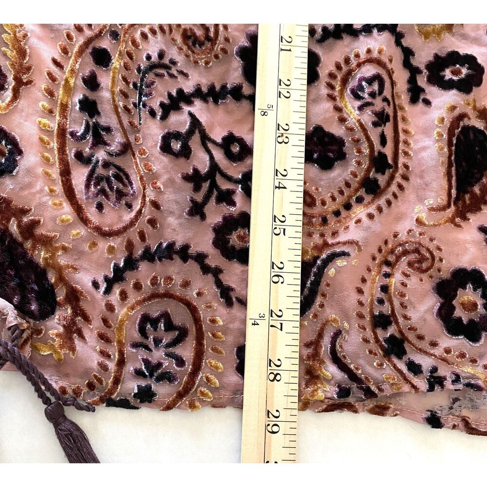 Japna Velvet Burnout Floral Paisley Cape Shawl Tassel Fringe Kimono Boho Chic M - Picture 9 of 9